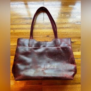 S-zone Red Leather Tote